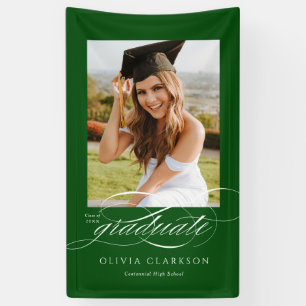 Banderoles Green Elegant Script Graduation Photo Party