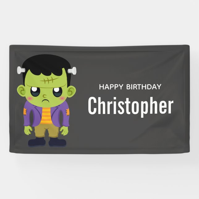 Banderoles Green Frankenstein Monster Halloween Anniversaire (Horizontal)
