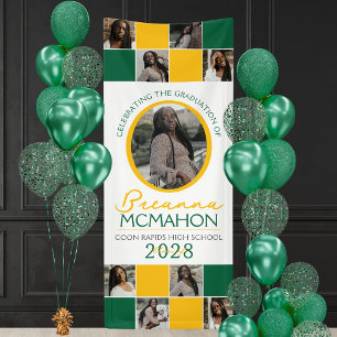 Banderoles Green & Gold 9 Photo Collage Graduation Vinyl