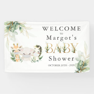 Banderoles Green Gold Safari Animation Drive Par Baby shower