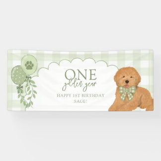Banderoles Green One Golden Year Doodle Puppy 1st Birthday