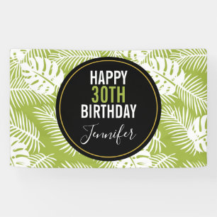 Banderoles Green Palm Feuille Rainforest Motif Anniversaire