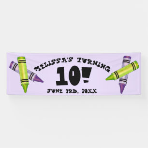 Banderoles Green Purple Artist Crayons Enfant fête d'annivers