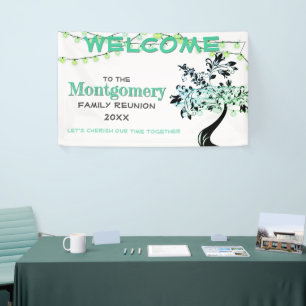 Banderoles Green Welcome Family Reunion Tree Fireflets