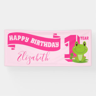 Banderoles Grenouille Joyeux anniversaire Une fille d'un an m