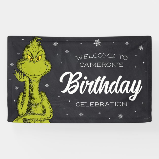 Banderoles Grinch Chalkboard Anniversaire (Horizontal)