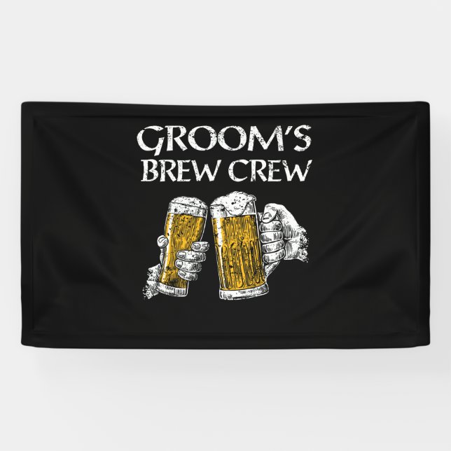 Banderoles Groom's Brew Crew Funny Groomsmen Bachelor Party (Horizontal)