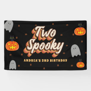 Banderoles Groovy Two Spooky 2e Anniversaire Halloween Rétro 