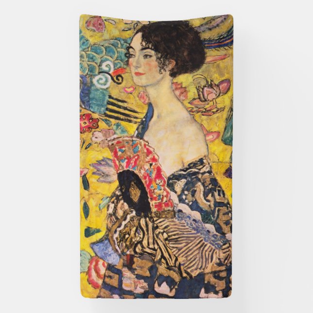 Banderoles Gustav Klimt - Dame avec ventilateur (Verticale)