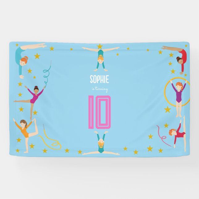 Banderoles Gymnastique et acrobatie sport fille anniversaire (Horizontal)