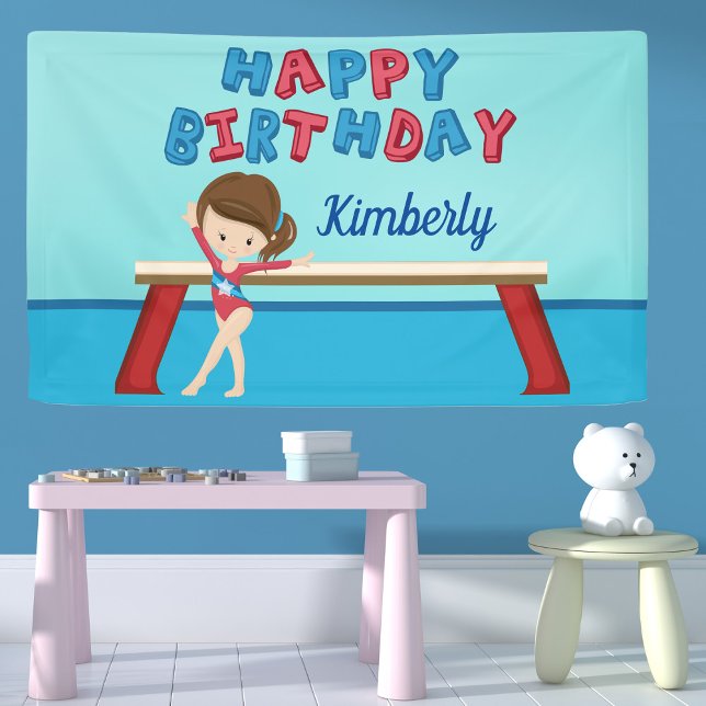 Banderoles Gymnastique fille mignonne Personnalisé Bonne fête (Créateur téléchargé)