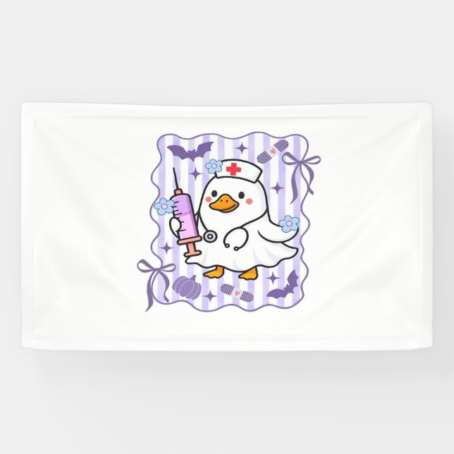 Banderoles Halloween Automne Purple Coquette Oie Infirmière A (Horizontal)