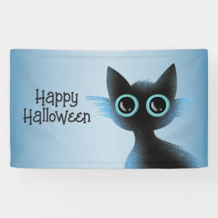 Banderoles Halloween Big Eyes Black Blue Evil Chat