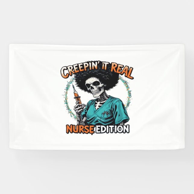 Banderoles Halloween Creepin It Real! Édition infirmière clas (Horizontal)