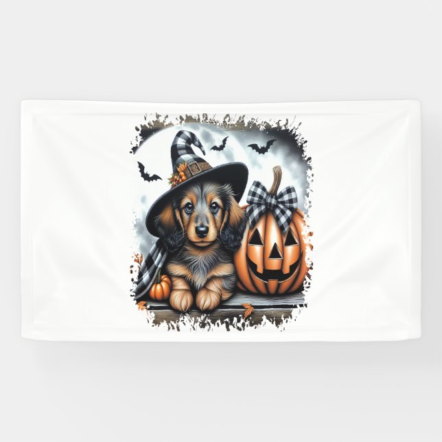 Banderoles Halloween Dachshund Chien (Horizontal)