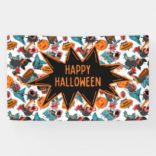 Banderoles Halloween de la bande dessinée rétro