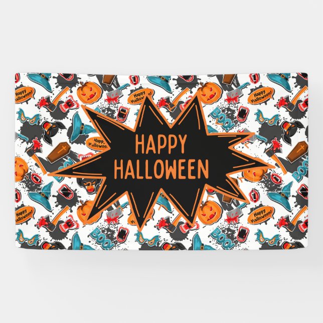 Banderoles Halloween de la bande dessinée rétro (Horizontal)