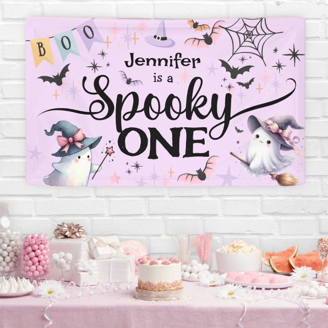 Banderoles Halloween Éffrayant One mignonne Ghost 1er fête d' (Créateur téléchargé)