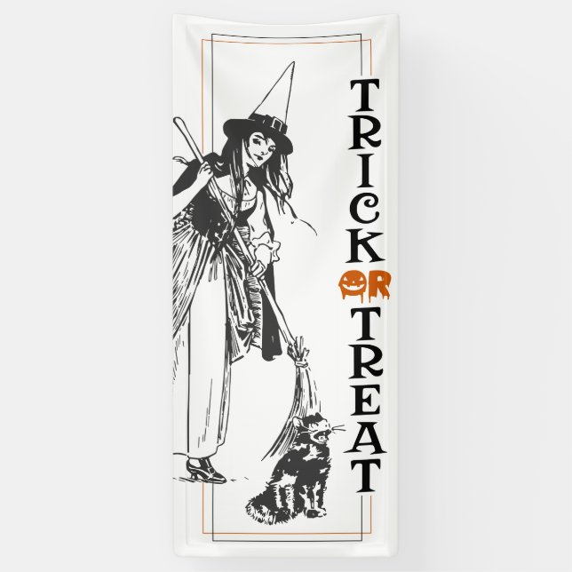 Banderoles Halloween Fun | Trick de sorcière et de chat ou po (Vertical)