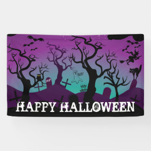 Banderoles Halloween noir, violet, turquoise