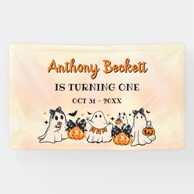 Banderoles Halloween Notre Petit Boo 1ère fête d'anniversaire (Horizontal)