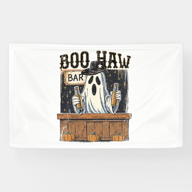 Banderoles Halloween occidentale rétro Boo Haw (Horizontal)