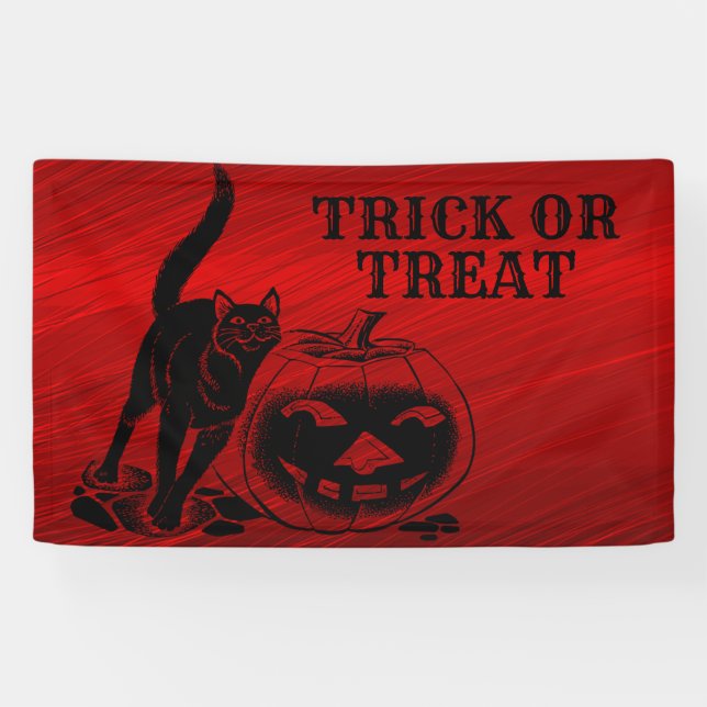 Banderoles Halloween Parti mal noir Chat Citrouille rouge peu (Horizontal)