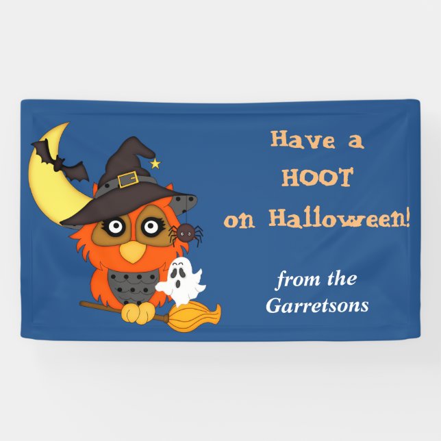 Banderoles Halloween personnalisé Hoot Owl (Horizontal)