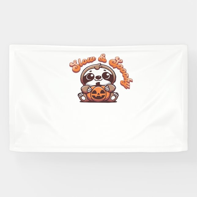 Banderoles Halloween Sloth Lent et Éffrayant mignonne Citroui (Horizontal)