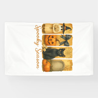 Banderoles Halloween vintage saison effrayante, fantôme flora
