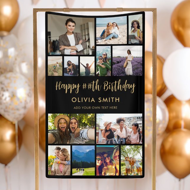 Banderoles Happy Birthday Photo Collage Party Banner (Créateur téléchargé)