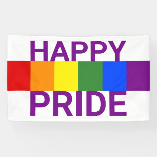 Banderoles Happy Fierté Arc-en-ciel rayures
