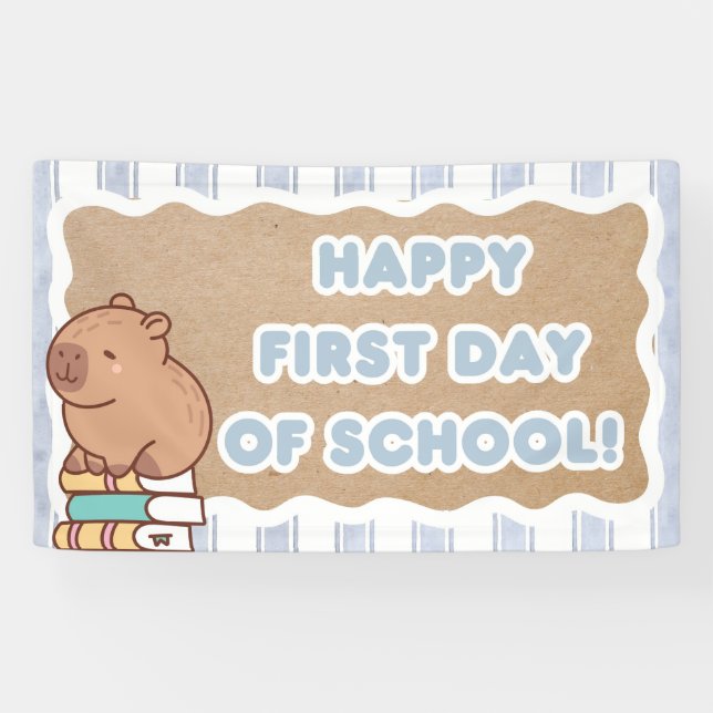 Banderoles Happy First Day of School Banner Pre=K Capybara  (Horizontal)