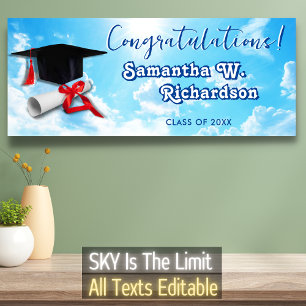 Banderoles Happy Graduation Cap Diplôme Congrats Ciel bleu
