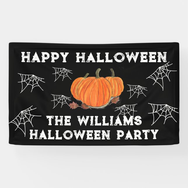 Banderoles Happy Halloween Citrouille Cat kids Webs (Horizontal)