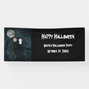 Banderoles Happy Halloween Grim Reaper Lune nuit Personnalise
