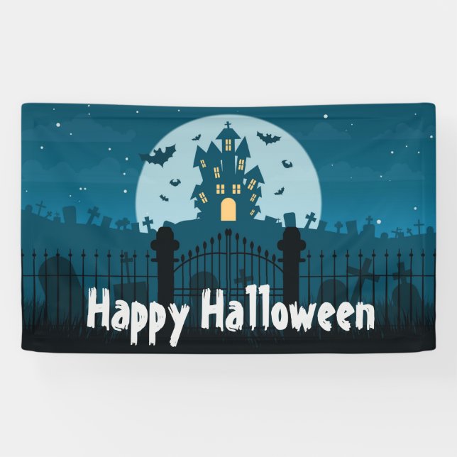 Banderoles Happy Halloween Haunted House et Grave Yard (Horizontal)