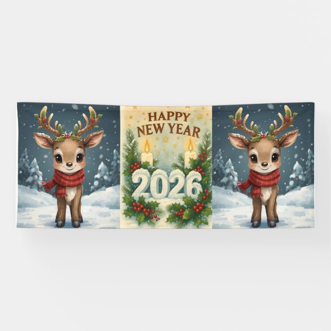 Banderoles happy new year 2026 cozy party  (Horizontal)