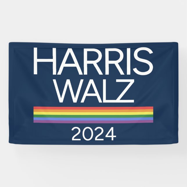 Banderoles Harris Walz 2024 Rainbow LGBTQ Pride drapeau (Horizontal)