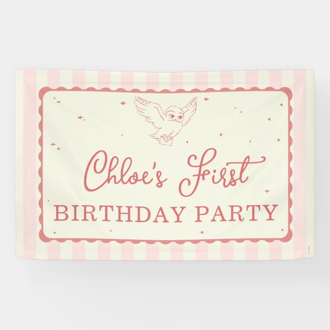 Banderoles Harry Potter Hedwig Pink Stripe Birthday (Horizontal)