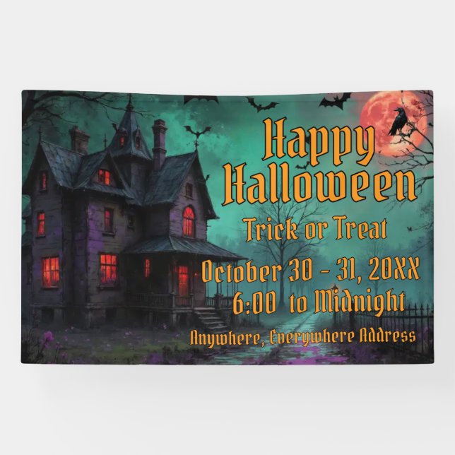 Banderoles Haunted House Themed Banner (Horizontal)