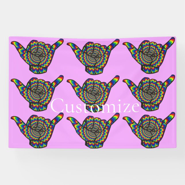Banderoles Hawaiian Shaka Psychedelic Thunder_Cove (Horizontal)