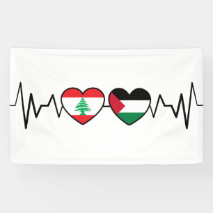 Banderoles Heartbeat Lebanon Palestine Unity drapeaux.