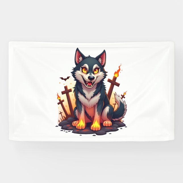 Banderoles Hellhound Husky Chien (Horizontal)