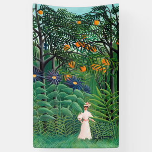 Banderoles Henri Rousseau - Une femme marche dans une forêt e
