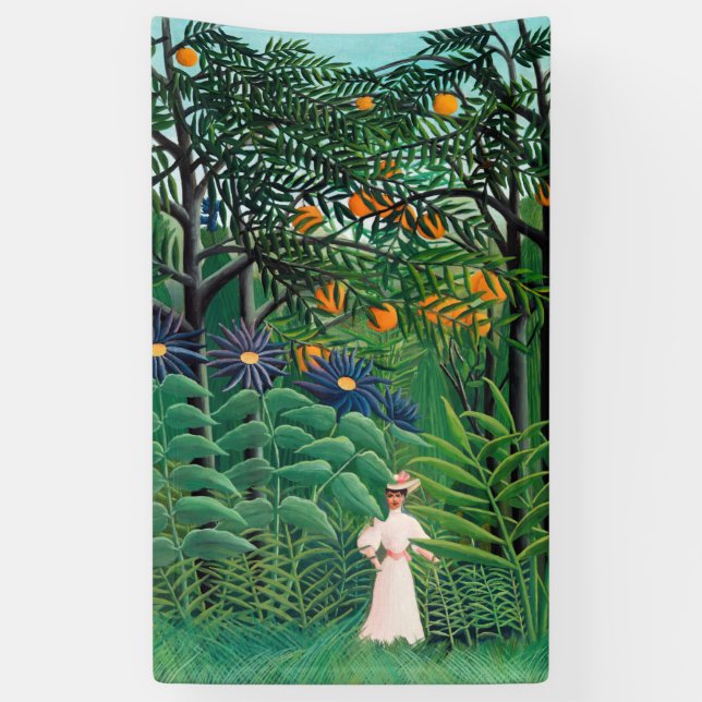 Banderoles Henri Rousseau - Une femme marche dans une forêt e (Vertical)