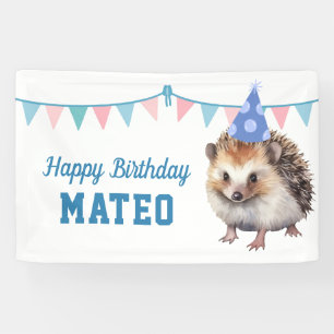 Banderoles Hérisson enfants bleu fête d'anniversaire