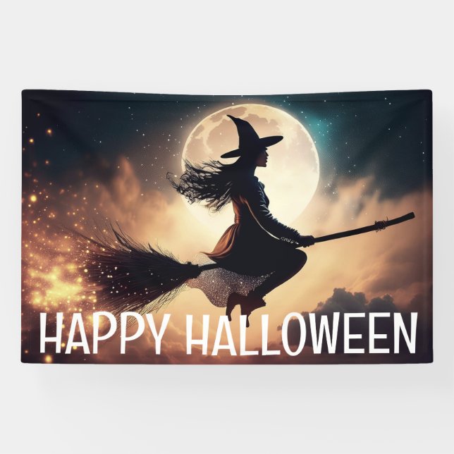 Banderoles Heureuse sorcière d'Halloween (Horizontal)