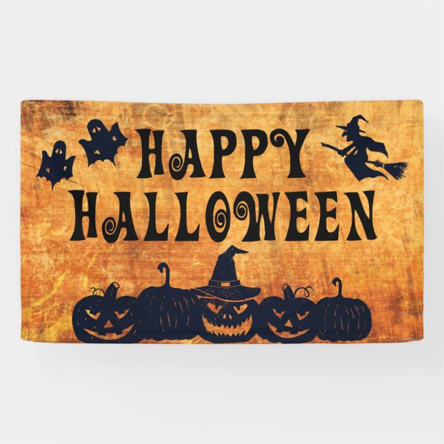 Banderoles HEUREUX HALLOWEEN Ghosts sorcier Citrouilles (Horizontal)