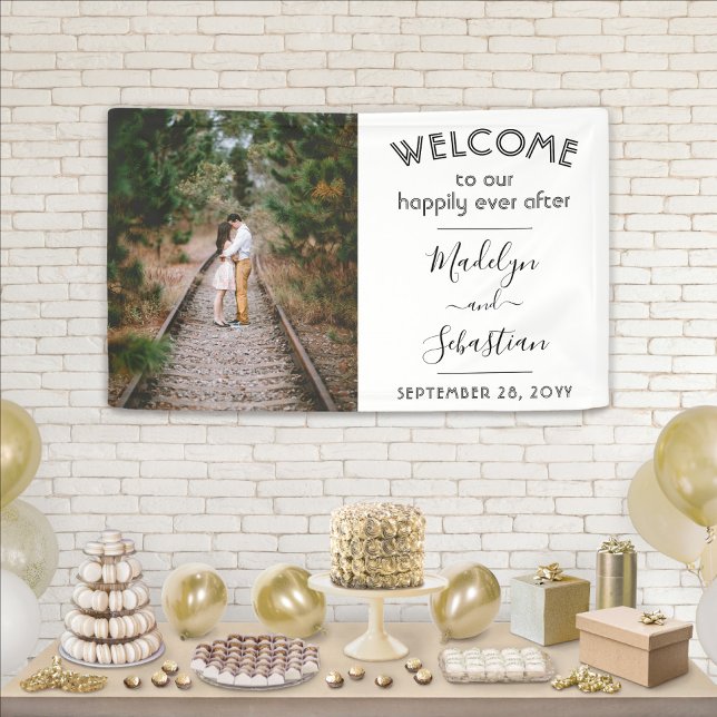 Banderoles Heureux Jamais après un simple Mariage photo Accue (Créateur téléchargé)